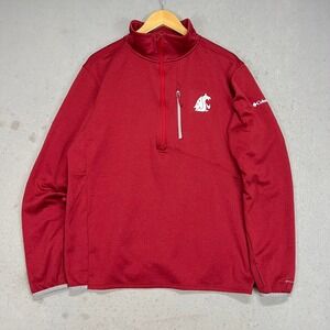 Columbia Washington State Cougars WSU Quarter Zip Grid Fleece Pullover Red Men L